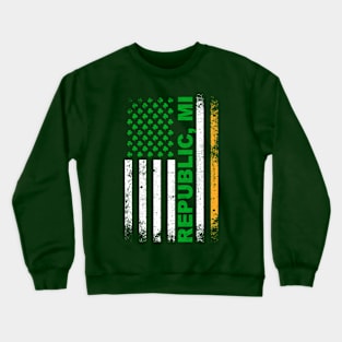 Irish American Flag REPUBLIC, MI Crewneck Sweatshirt